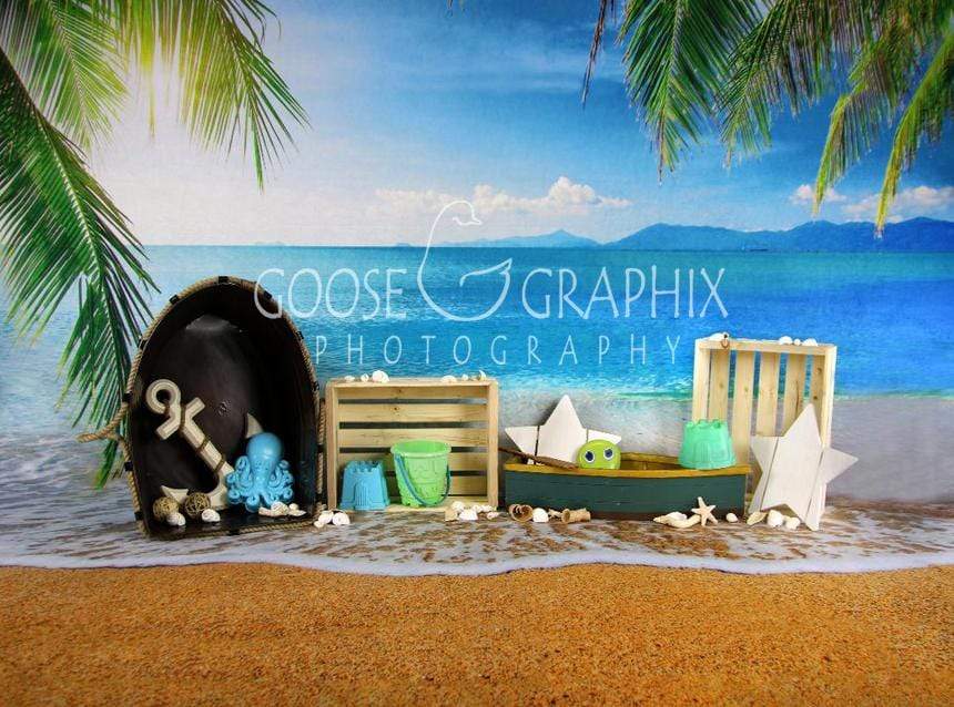 Kate Seawater Beach with Sand for Children Playing Backdrop for Photography Designed By Amanda Moffatt - Kate Backdrop AU