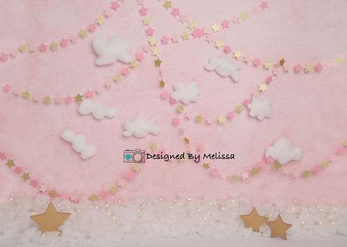 Kate Cake Smash Backdrop Pink & Gold Stars Designed by Melissa King - Kate Backdrop AU