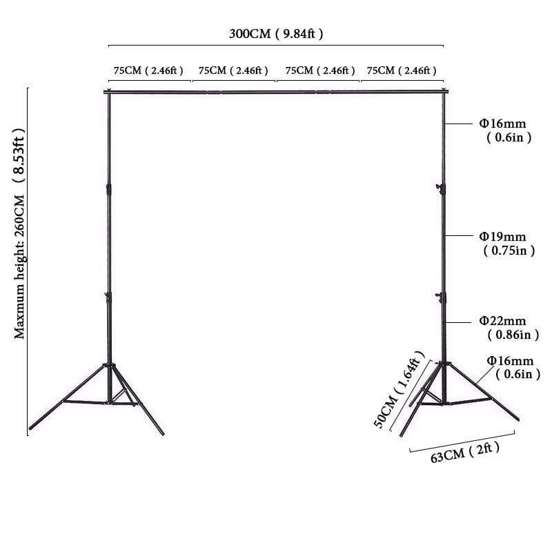 2.6x3m ( 8.5x10ft)Photographic Equipment Black background frame Manual Quality Aluminum Frame Background Stand