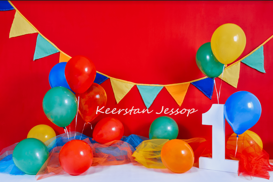 Kate Primary 1st Birthday Backdrop for Photography Designed by Keerstan Jessop - Kate Backdrop AU