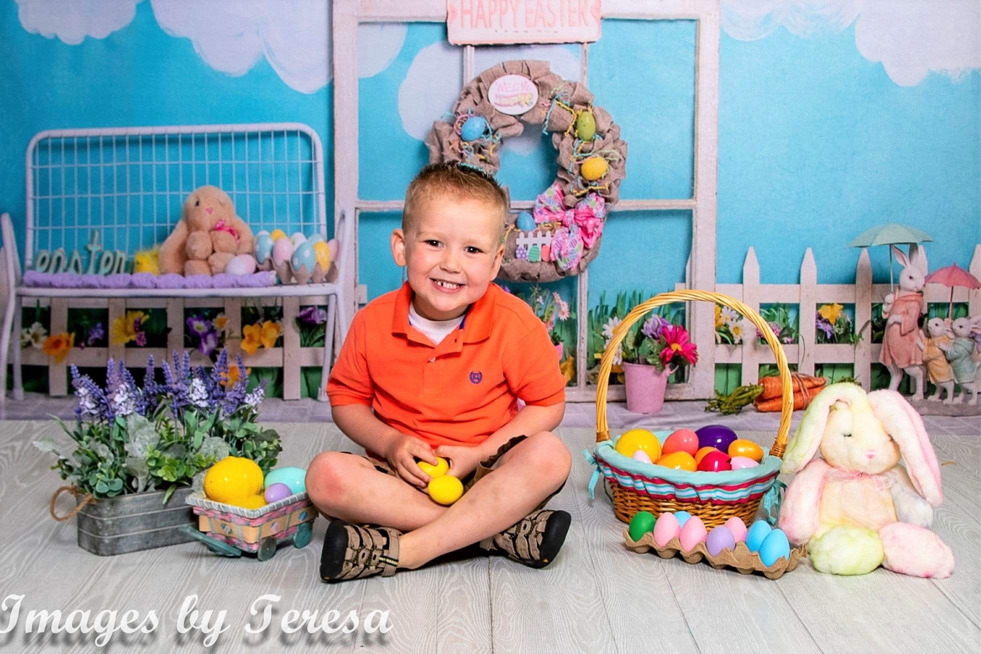 Kate Rabbits Decorations Easter Spring Children Backdrop for Photography Designed by Erin Larkins - Kate Backdrop AU