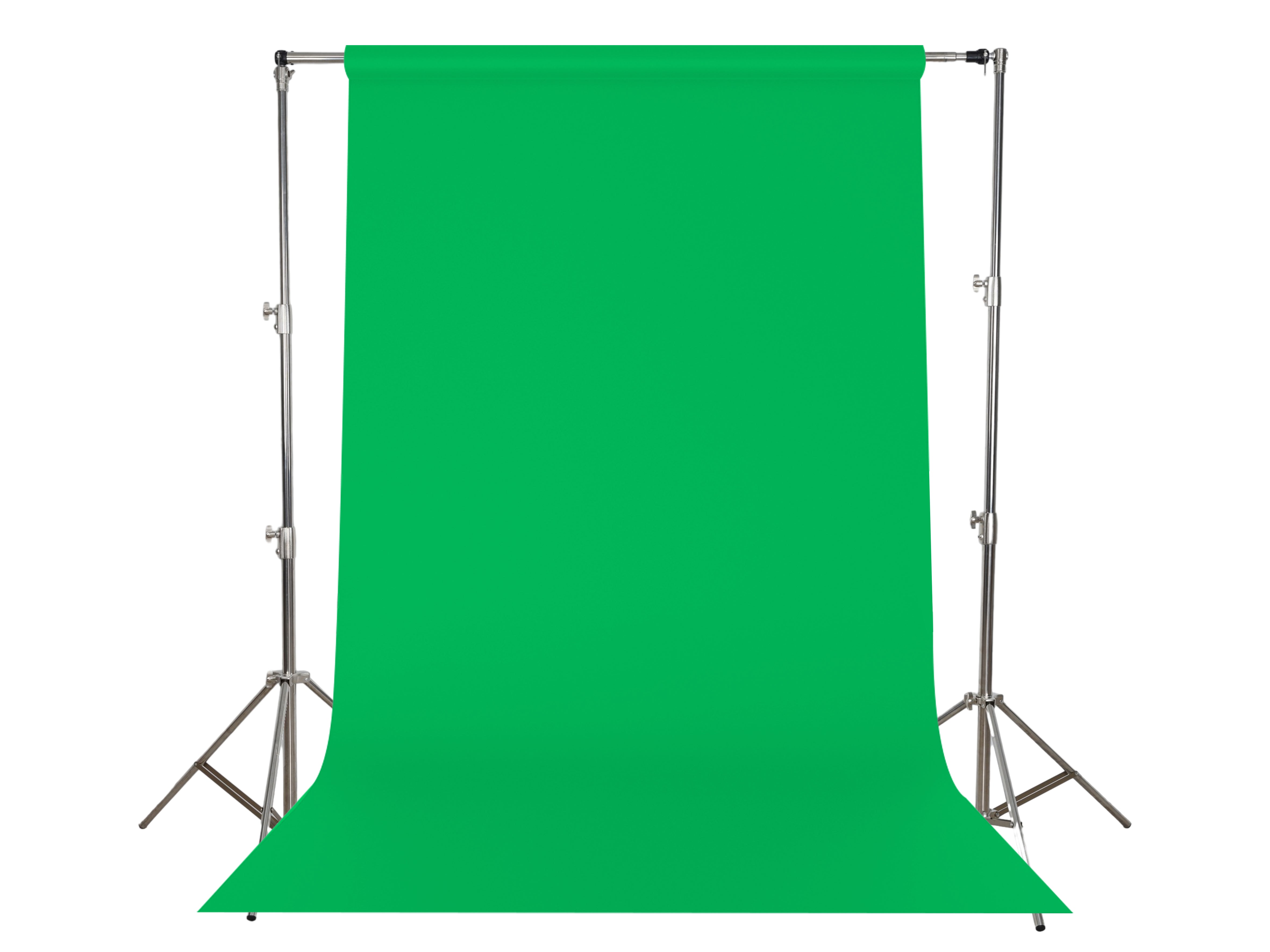 Green backdrop cloth hanging on the bracket