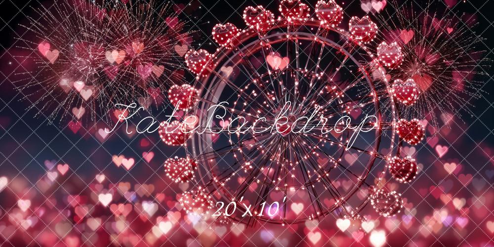 Kate Ferris Wheel Heart Fireworks Bokeh Backdrop Designed by Emetselch
