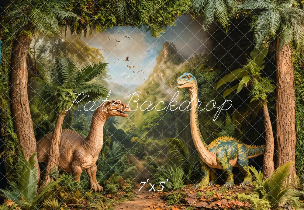 Kate Dinosaur Forest Trees Green Backdrop Designed by Emetselch - Kate Backdrop AU