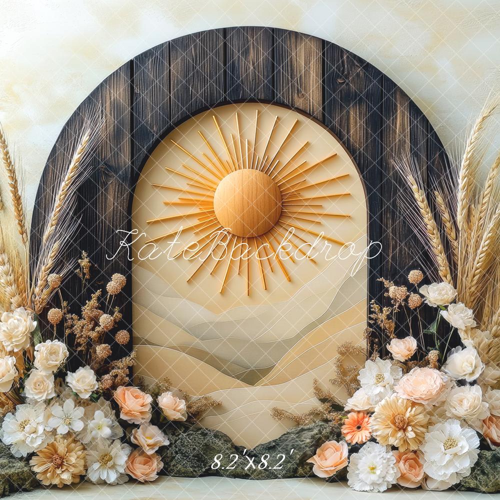 Kate Boho Sun Arch Dried Flowers Backdrop Designed by Mini MakeBelieve - Kate Backdrop AU