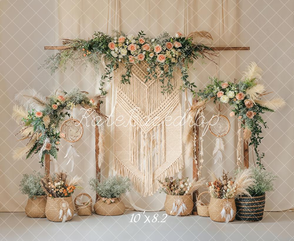 Kate Boho Macrame Dreamcatcher Flowers Backdrop Designed by Emetselch