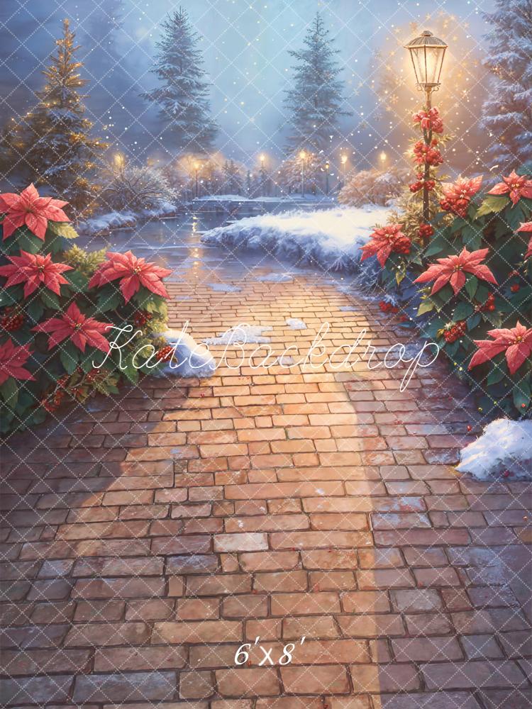 Kate Christmas Snowy Brick Pathway Backdrop Designed by Kate Image - Kate Backdrop AU