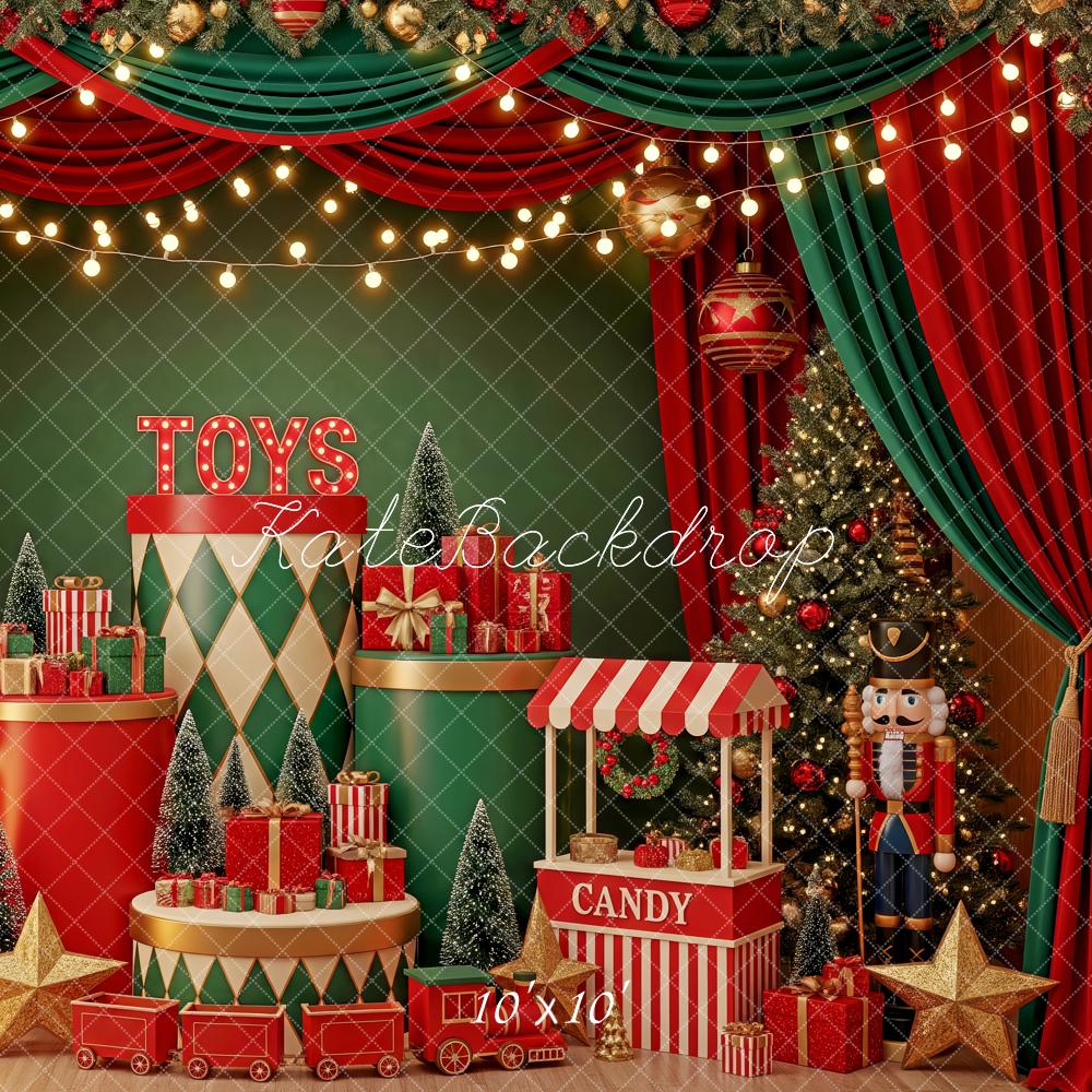 Kate Christmas Toys Candy Train Nutcracker Backdrop Designed by Patty Roberts
