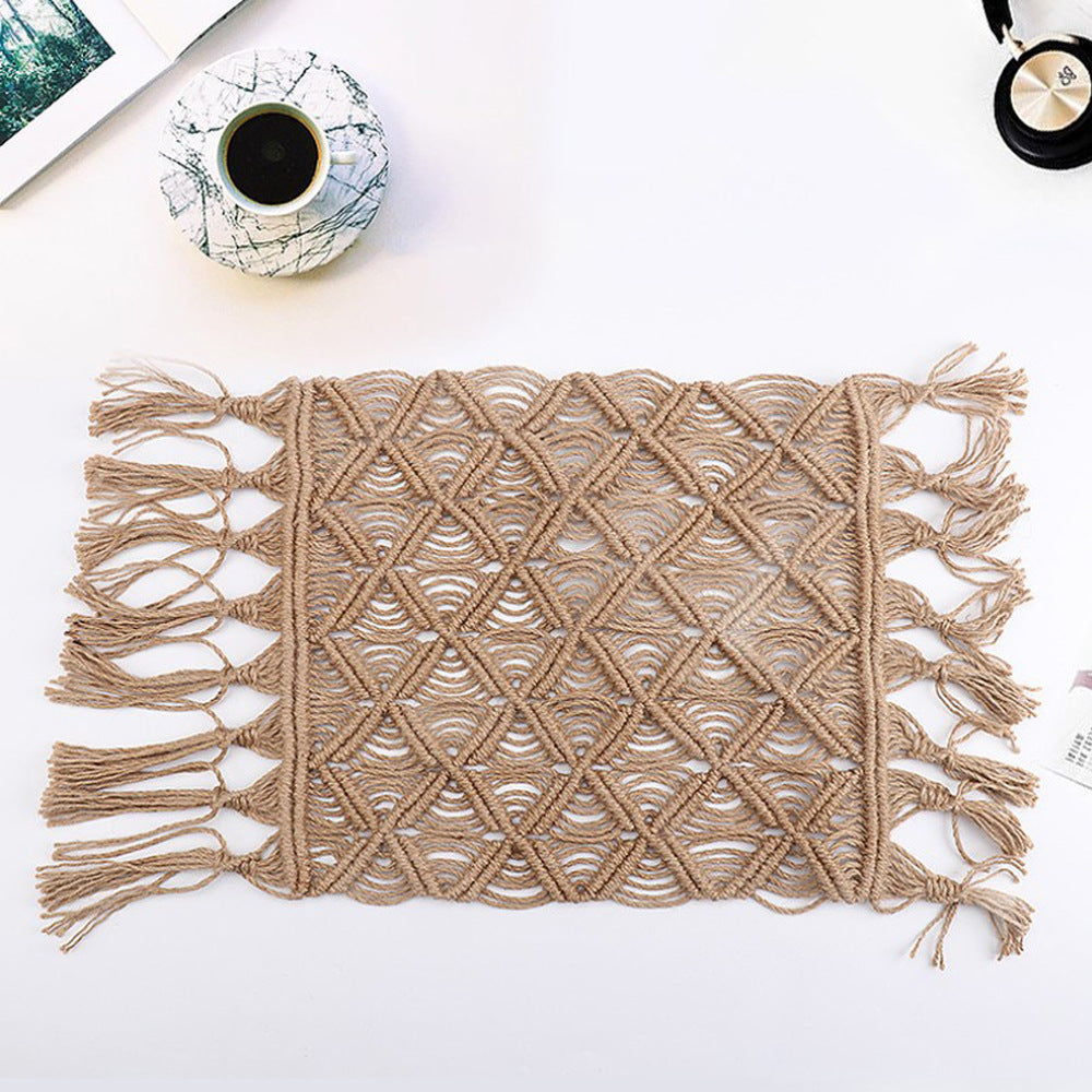 Kate Boho Hand-Woven Hemp Blanket for Photography