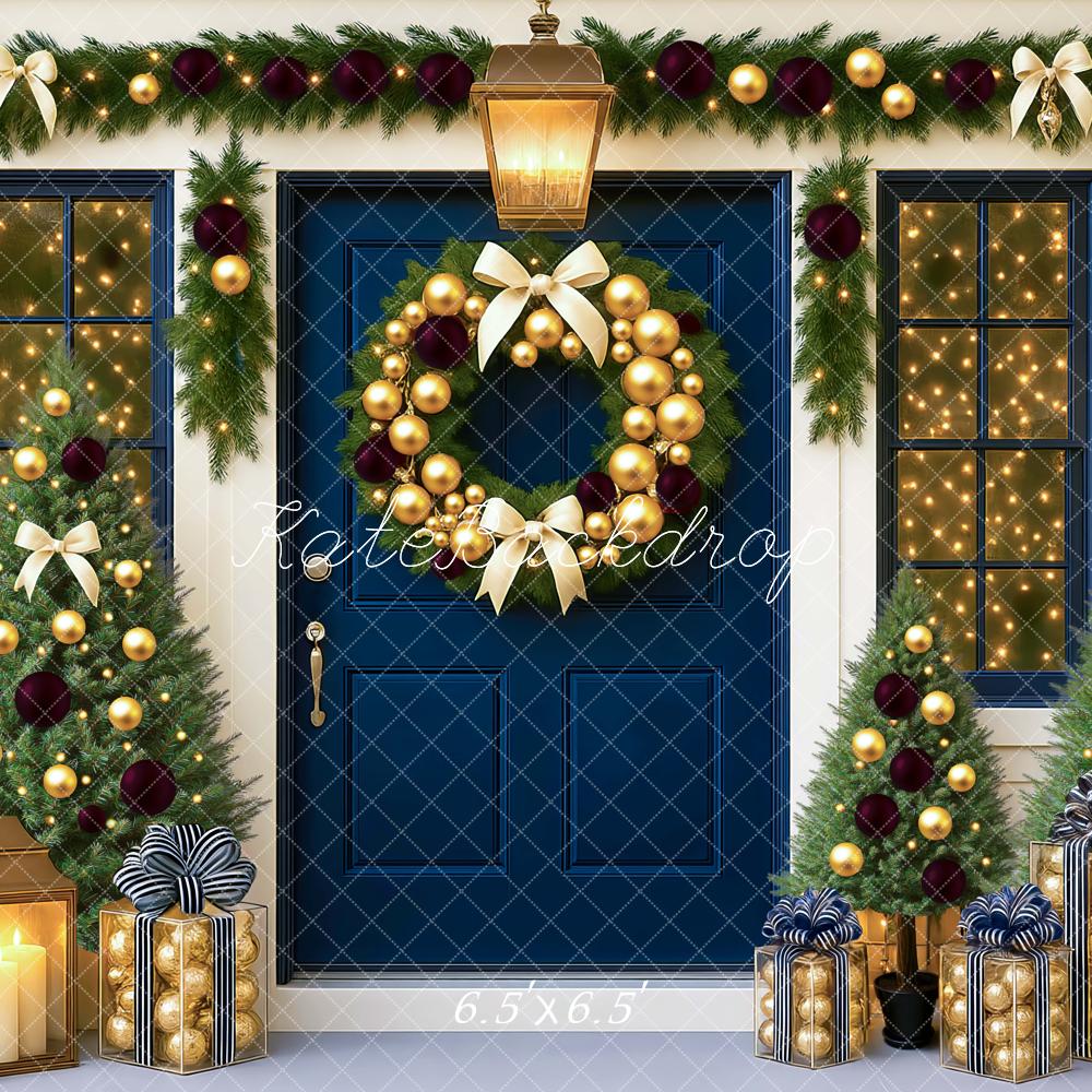 Kate Christmas Door Garland Trees Gifts Backdrop Designed by Mini MakeBelieve - Kate Backdrop AU