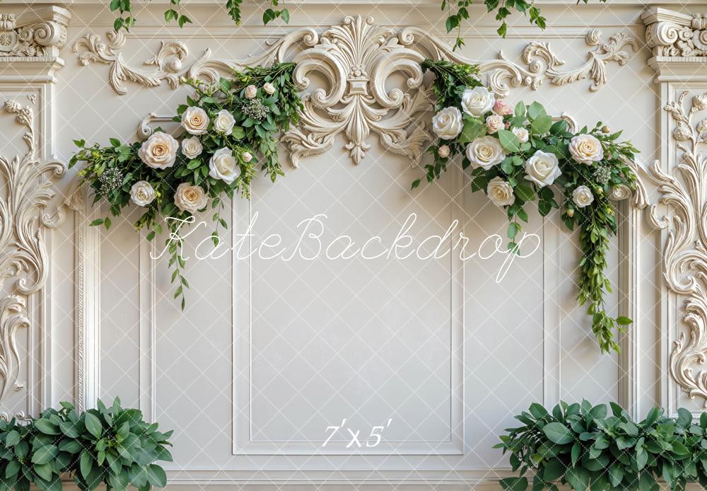 Kate Wedding White Roses Floral Backdrop Designed by Mini MakeBelieve