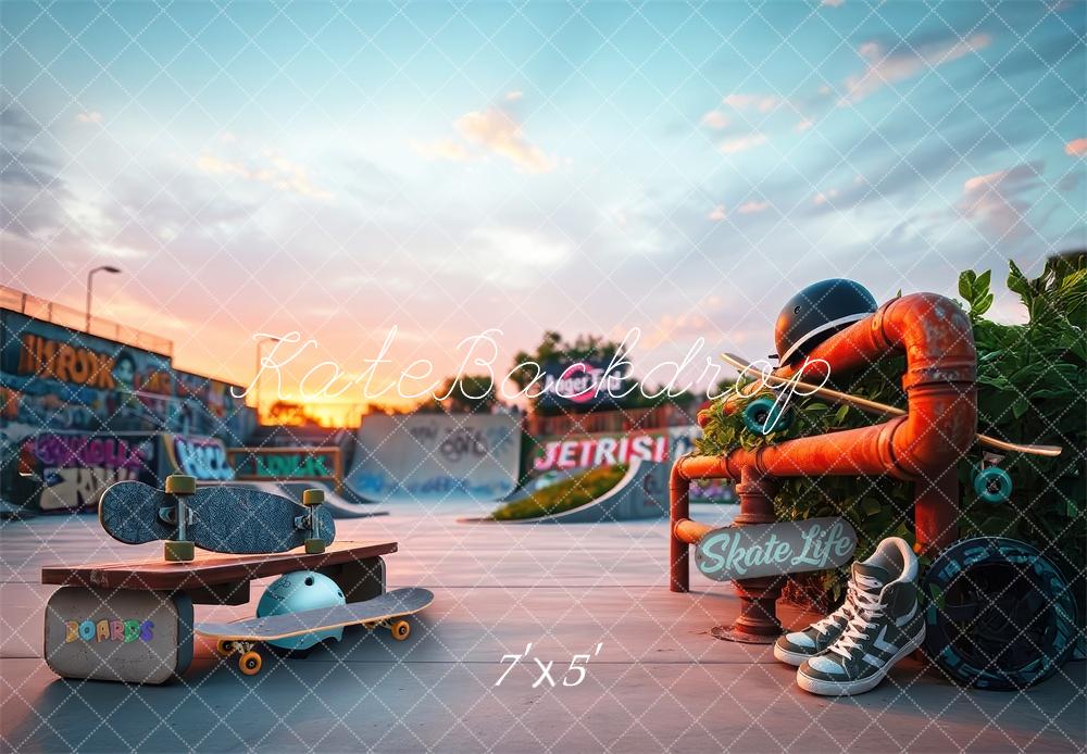 Kate Skatepark Graffiti Skateboards Backdrop Designed by Laura Bybee - Kate Backdrop AU