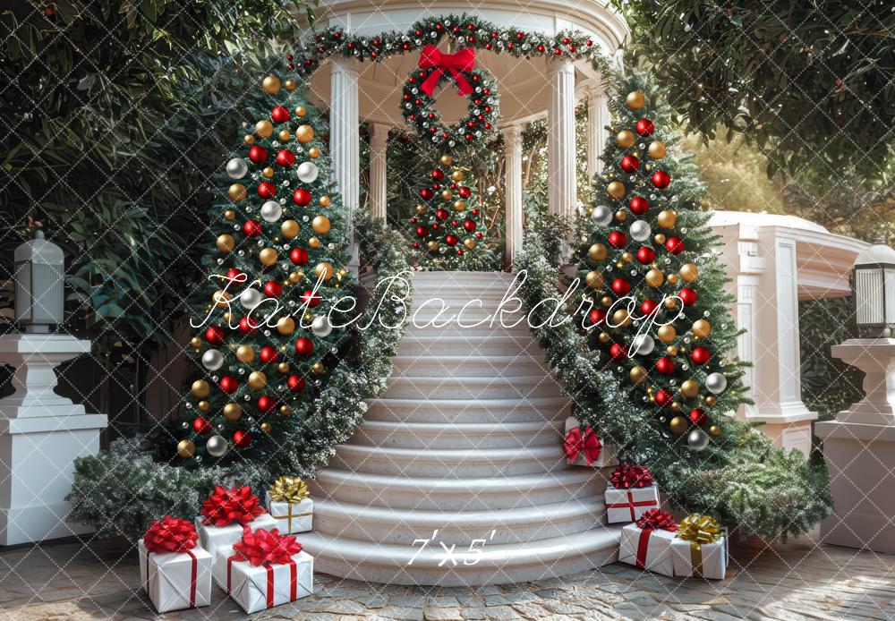 Kate Christmas Gazebo Wreath Baubles Backdrop Designed by Mini MakeBelieve - Kate Backdrop AU