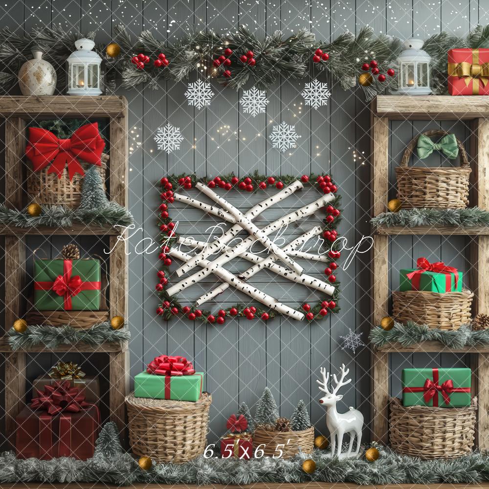 Kate Christmas Wooden Cabinet Gift Backdrop Designed by Mini MakeBelieve - Kate Backdrop AU