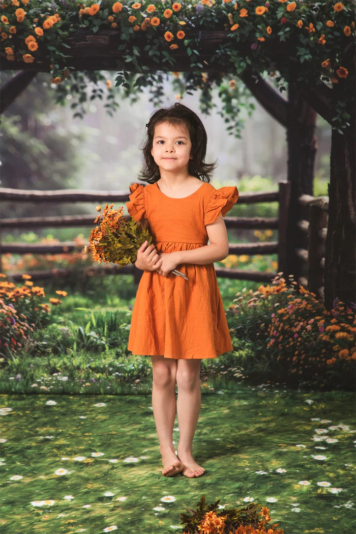 Kate Orange flying sleeve Skirt for Photography