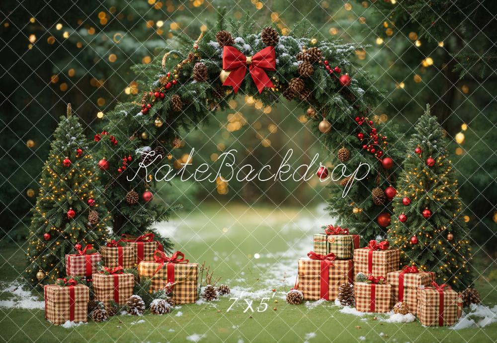 Kate Christmas Arch Presents Trees Backdrop Designed by Emetselch - Kate Backdrop AU