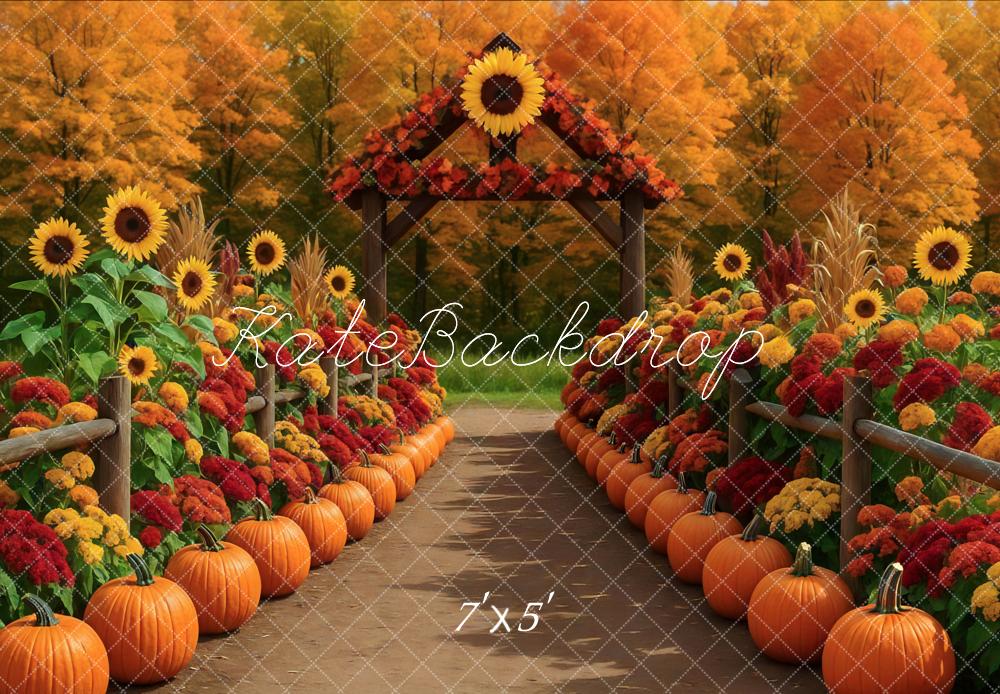 Kate Fall Sunflower Pumpkin Backdrop Designed by Mini MakeBelieve