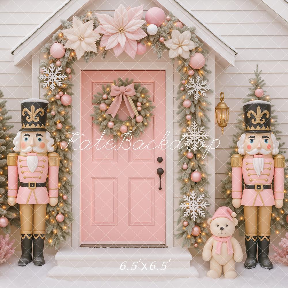 Kate Christmas Trees Nutcracker Pink Door Backdrop Designed by Ashley Paul