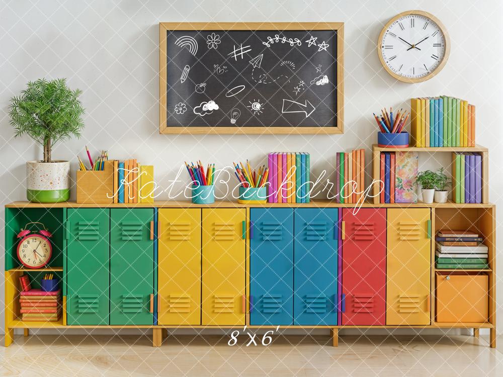 Kate Back to School Colourful Lockers Backdrop Designed by Emetselch - Kate Backdrop AU
