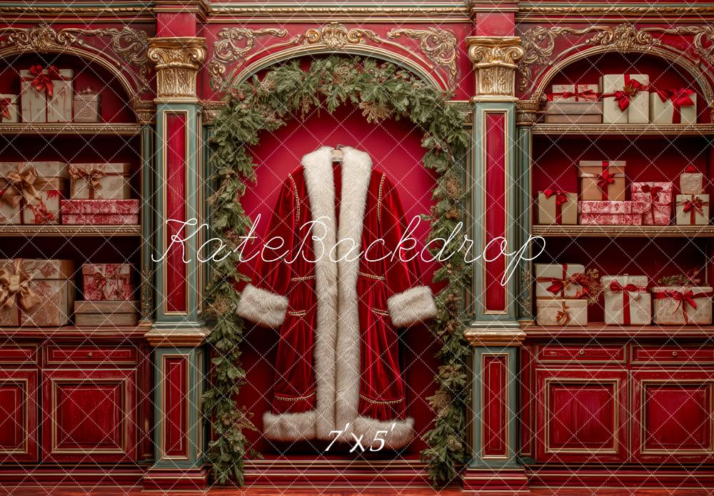 Kate Christmas Santa Coat Red Backdrop Designed by Patty Roberts - Kate Backdrop AU