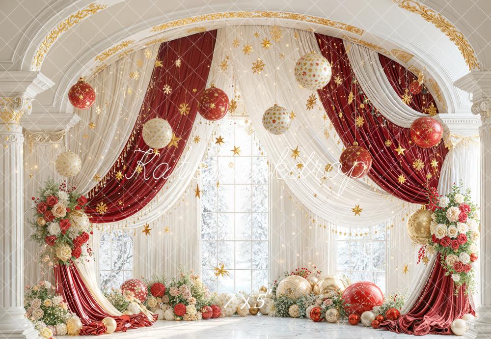 Kate Christmas Curtains Baubles Arch Backdrop Designed by Emetselch
