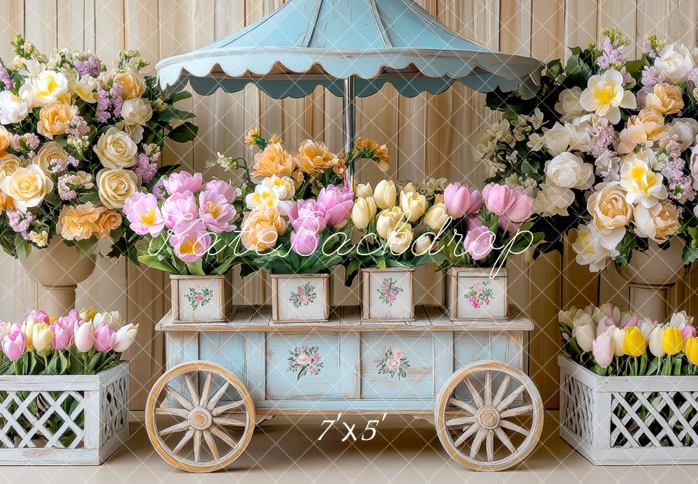 Kate Spring Flower Cart Backdrop Designed by Mini MakeBelieve - Kate Backdrop AU
