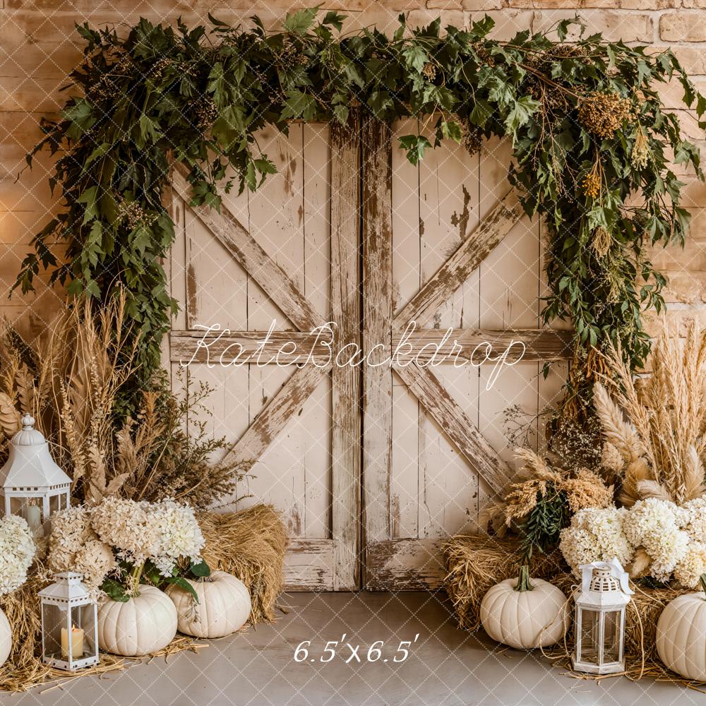 Kate Fall Barn Door Pumpkins Backdrop Designed by Emetselch