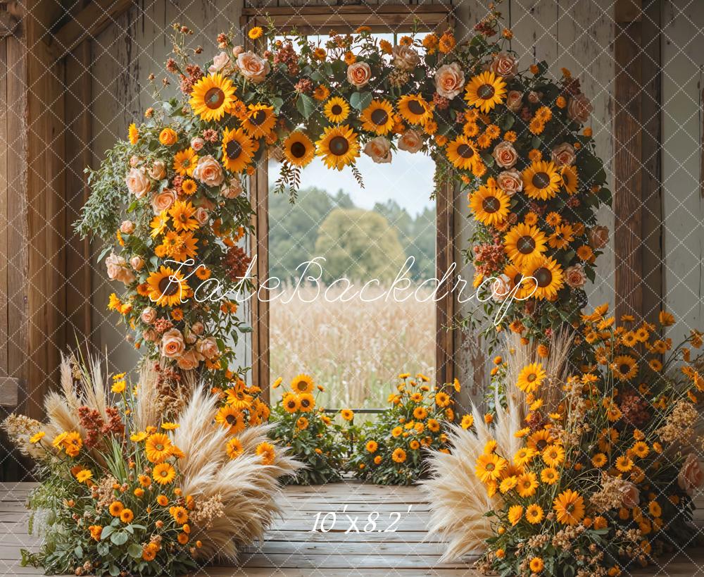 Kate Arch Sunflowers Pampas Grass Backdrop Designed by Mini MakeBelieve