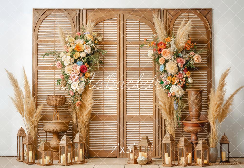 Kate Bohemian Floral Wooden Screen Backdrop Designed by Emetselch