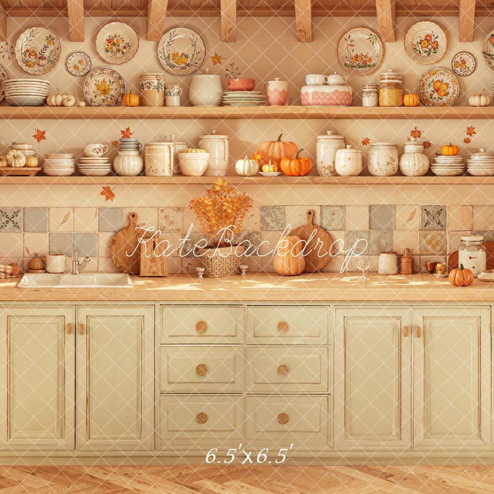Kate Autumn Kitchen Pumpkins Backdrop Designed by Emetselch