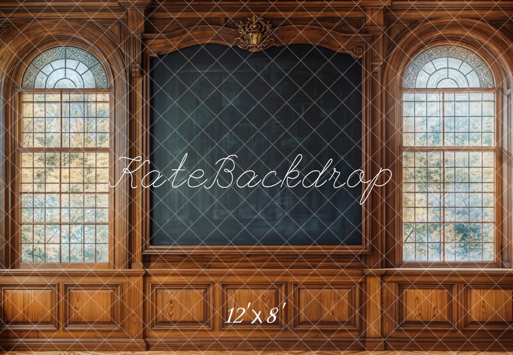 Kate Classroom Chalkboard Arched Wood Fleece Backdrop Designed by Emetselch - Kate Backdrop AU