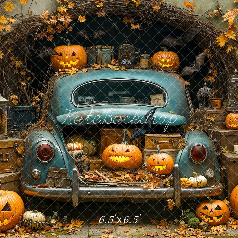 Kate Halloween Vintage Car Pumpkins Backdrop Designed by Emetselch