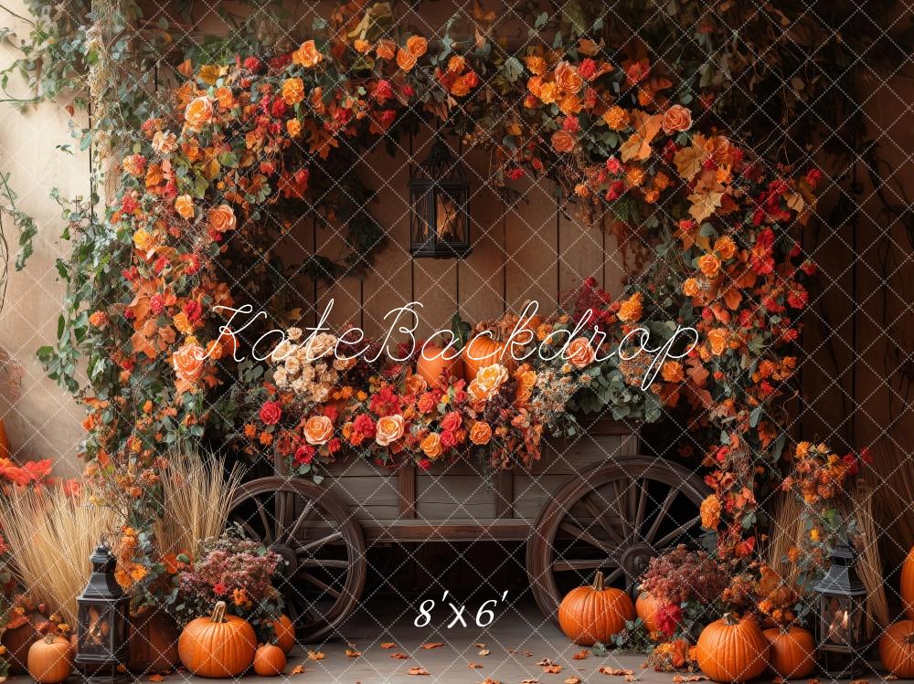 Kate Autumn Flower Pumpkins Backdrop Designed by Patty Roberts