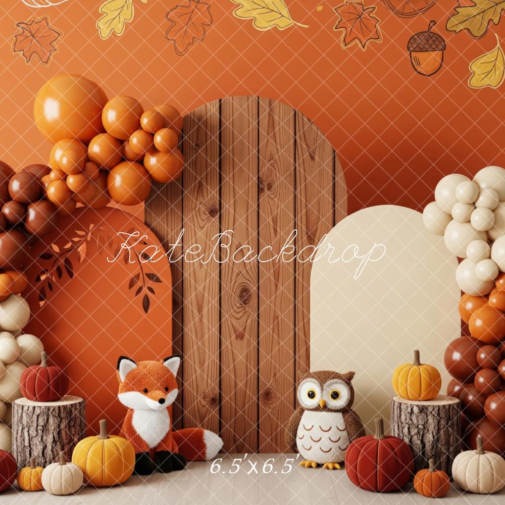 Kate Autumn Party Fox Owl Balloons Backdrop Designed by Patty Roberts