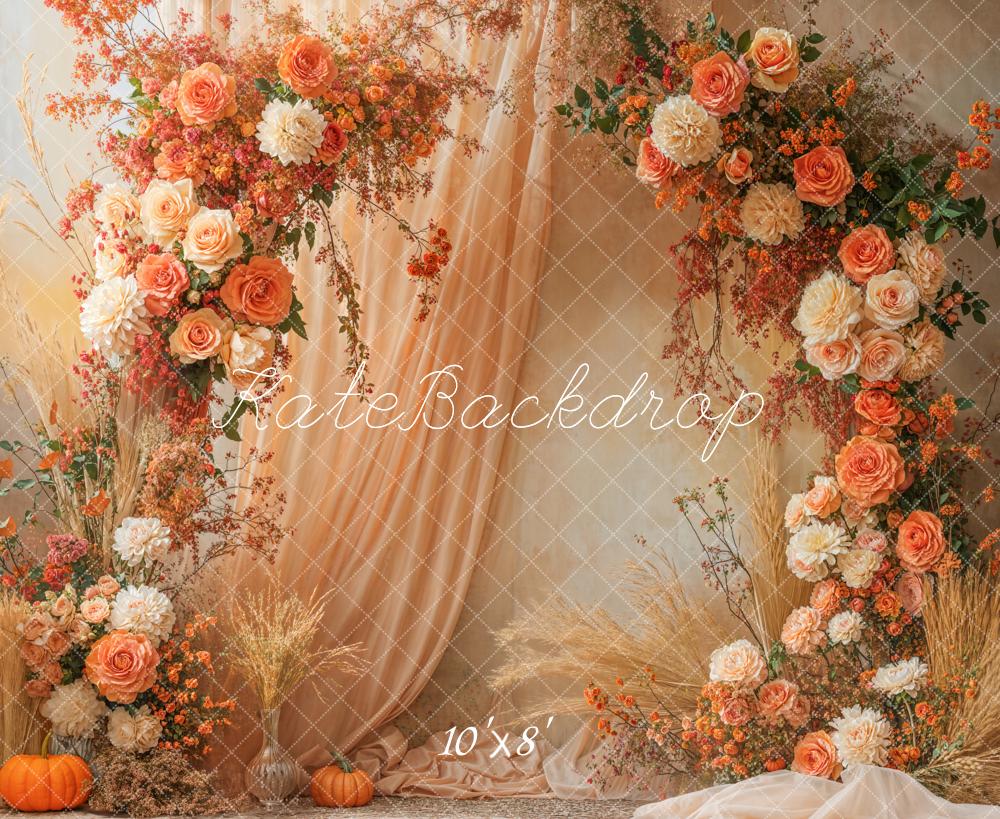 Kate Autumn Flower Arch Fleece Backdrop Designed by Emetselch - Kate Backdrop AU