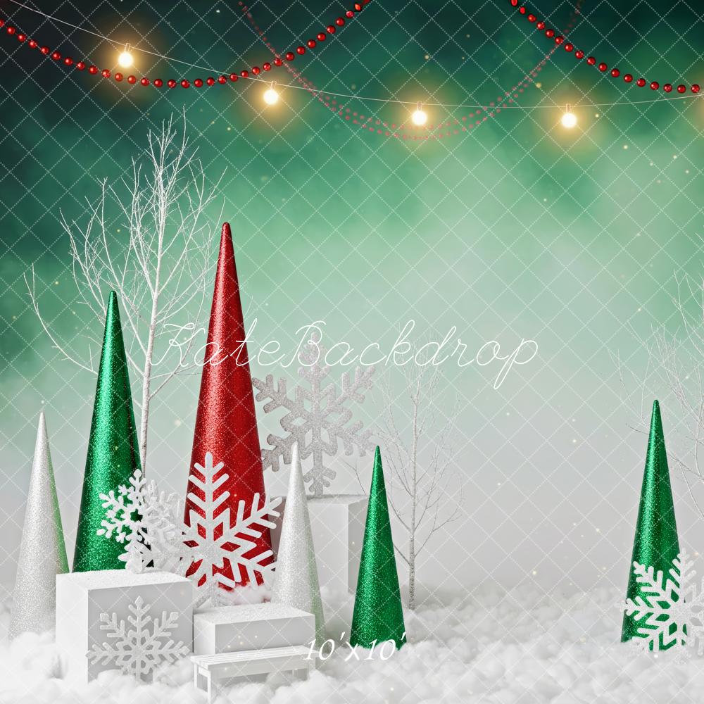 Kate Christmas Snowflakes Trees Lights Backdrop Designed by Patty Roberts