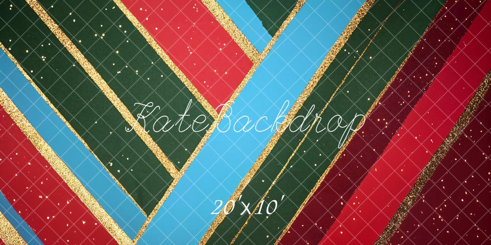 Kate Christmas Stripes Grid Backdrop Designed by Emetselch - Kate Backdrop AU