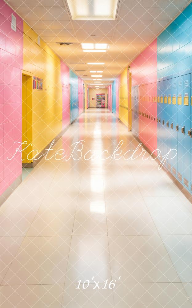 Kate Sweep Colourful School Hallway Lockers Backdrop Designed by Chain - Kate Backdrop AU