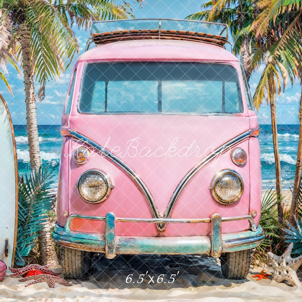 Kate Summer Pink Van Surfboards Beach Backdrop Designed by Emetselch