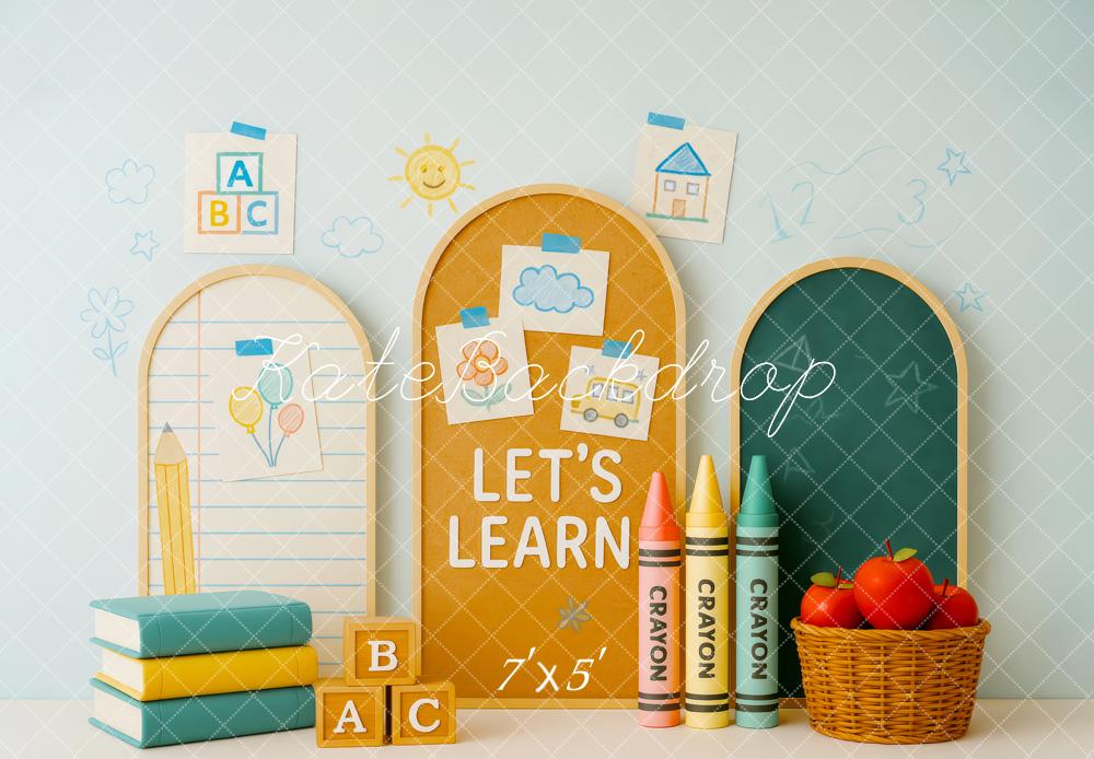 Kate Back to School Books Crayons Backdrop Designed by Patty Roberts - Kate Backdrop AU