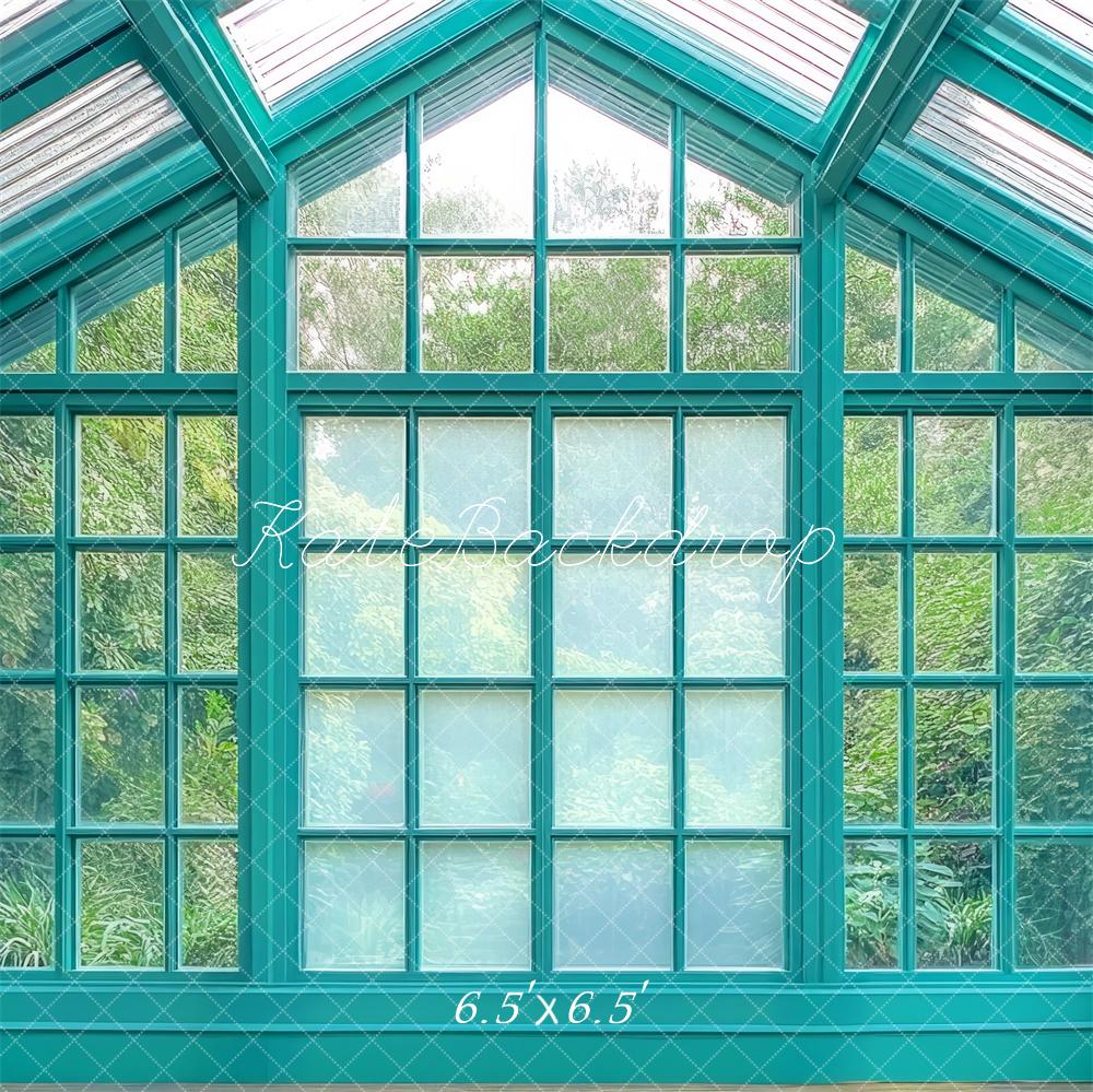 Kate Teal Glass Conservatory Windows Backdrop Designed by Mini MakeBelieve - Kate Backdrop AU