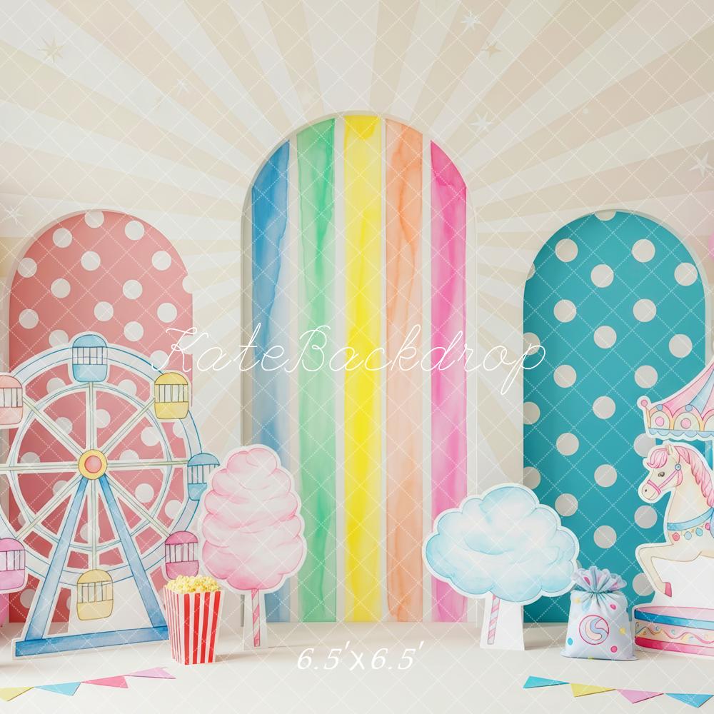 Kate Carnival Ferris Wheel Carousel Balloons Backdrop Designed by Patty Roberts