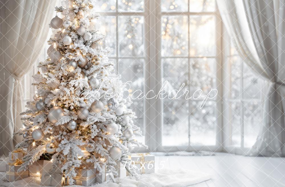 Kate Christmas Snowy Tree Window Backdrop Designed by Emetselch