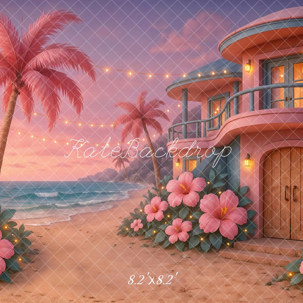 Kate Summer Beach Pink Flowers Backdrop Designed by Ashley Paul