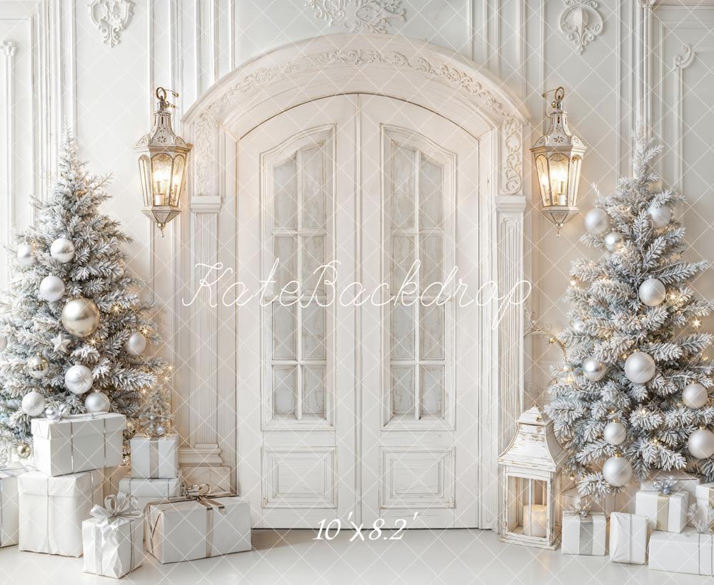 Kate Christmas White Door Fleece Backdrop Designed by Emetselch