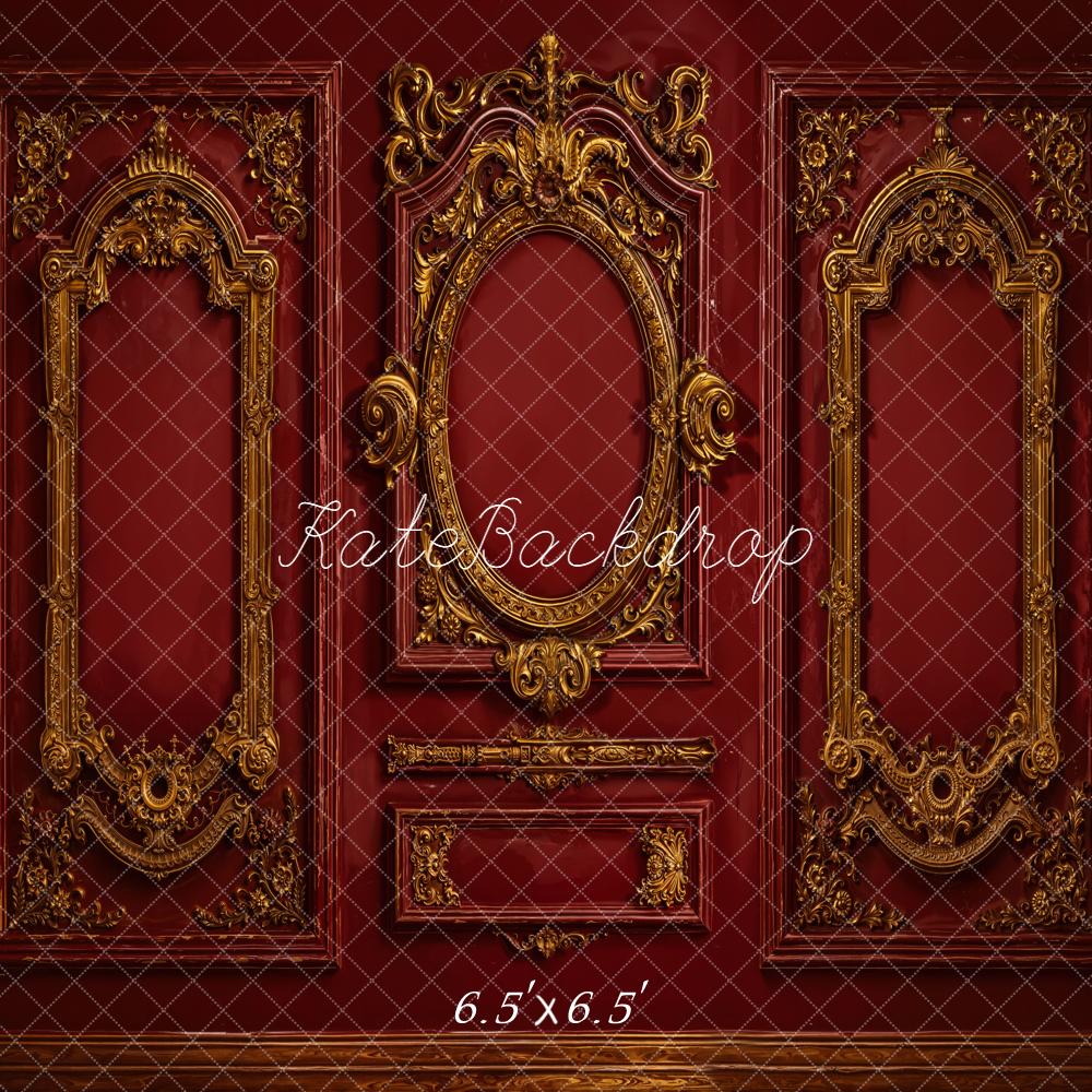 Lightning Deals-C1 Kate Vintage Ornate Gold Red Wall Backdrop Designed by Emetselch