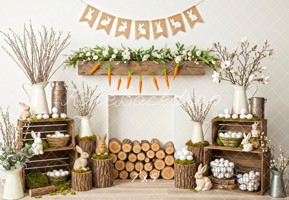 Kate Easter Bunny Carrots Wood Backdrop Designed by Patty Roberts