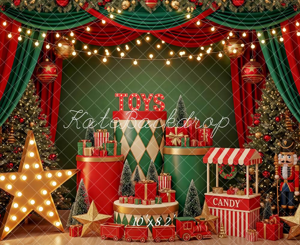 Kate Christmas Toys Candy Train Nutcracker Backdrop Designed by Patty Roberts