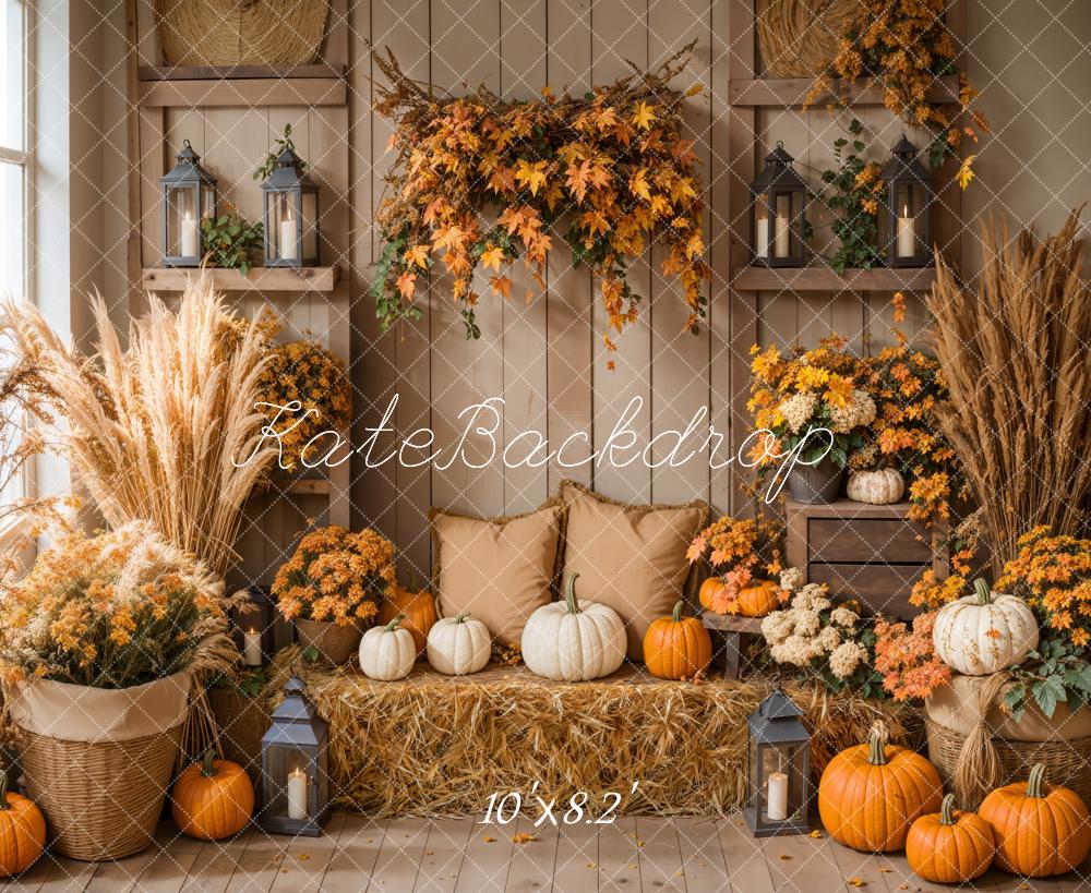 Kate Fall Pumpkins Hay Backdrop Designed by Emetselch