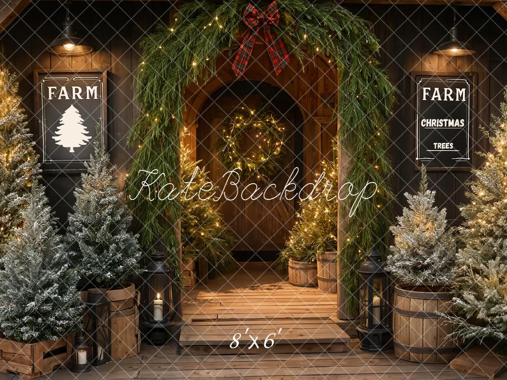 Kate Christmas Farm Tree Wooden Backdrop Designed by Emetselch